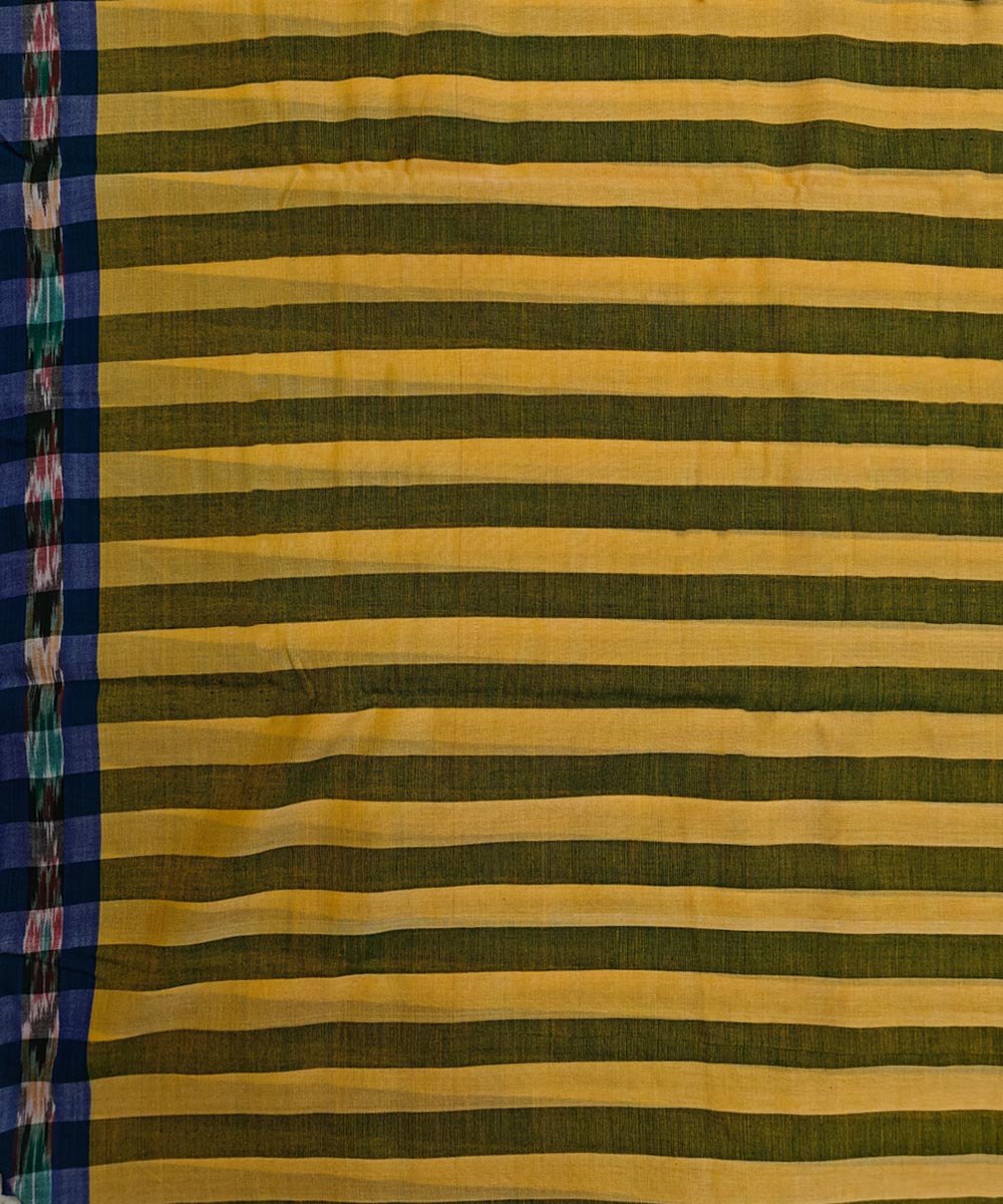 Yellow Blue Handwoven Cotton Sambalpuri Dhoti