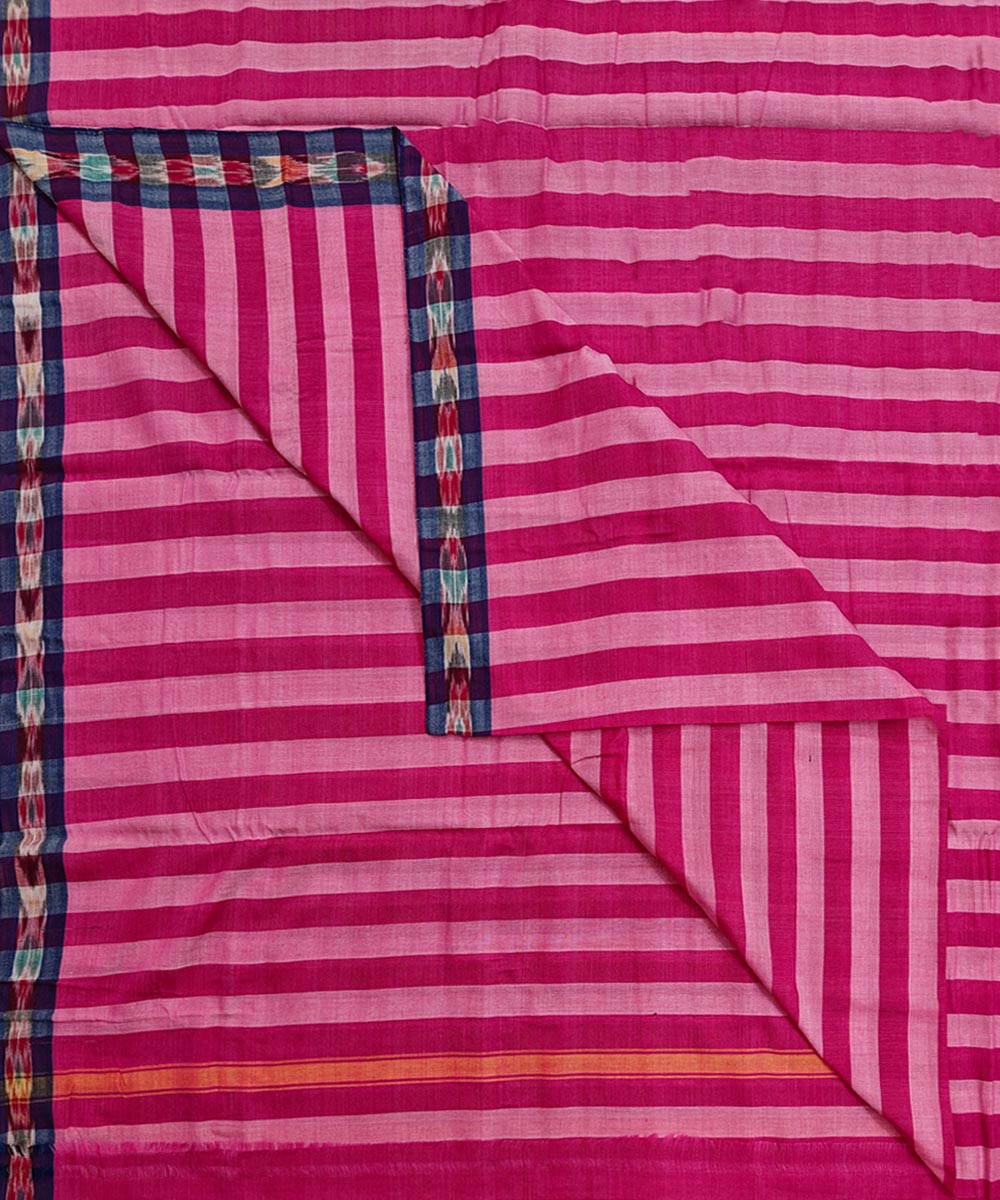 Pink Blue Handwoven Cotton Sambalpuri Dhoti