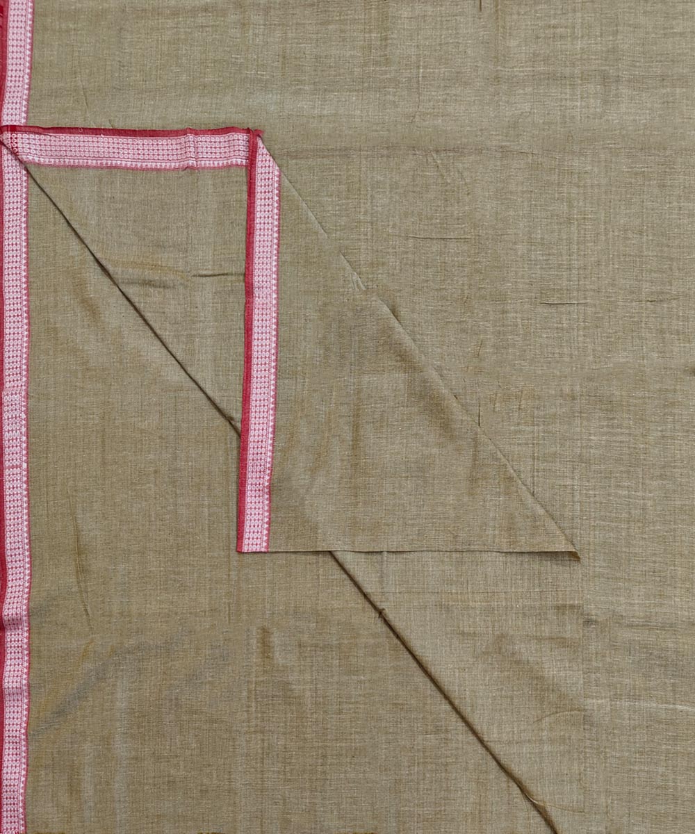 Beige Pink Handwoven Cotton Sambalpuri Dhoti