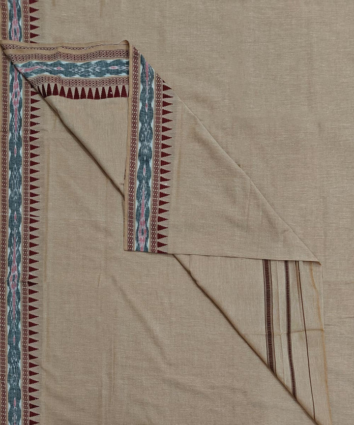 Beige Red Handwoven Cotton Sambalpuri Dhoti