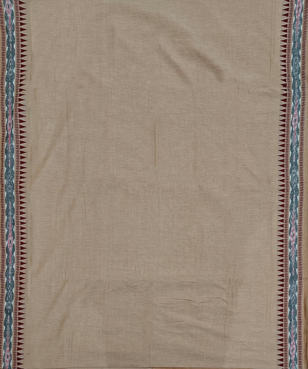 Beige Red Handwoven Cotton Sambalpuri Dhoti