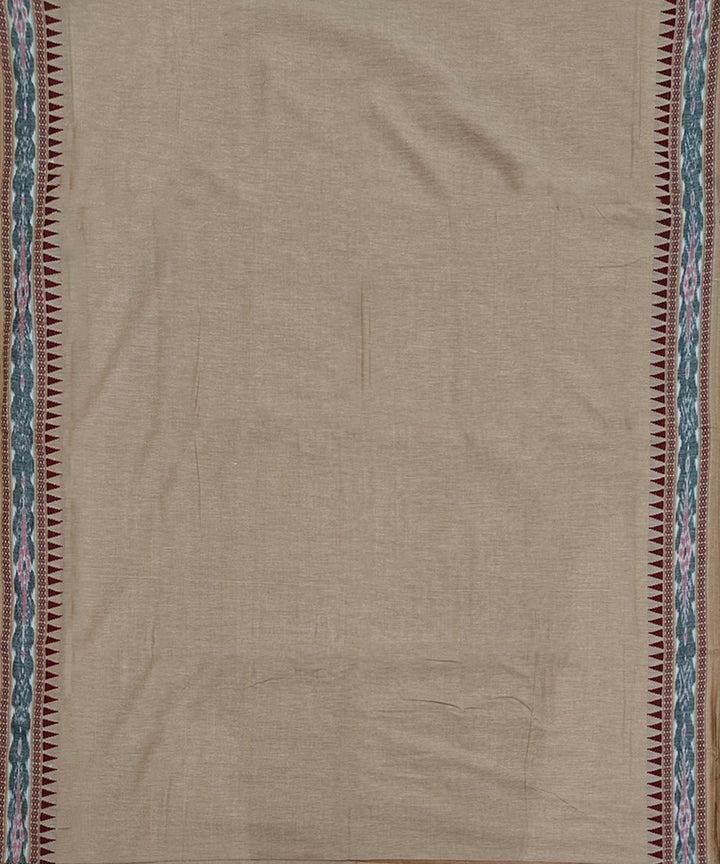 Beige Red Handwoven Cotton Sambalpuri Dhoti