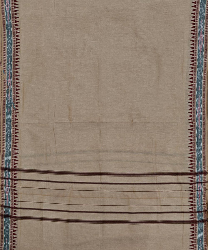 Beige Red Handwoven Cotton Sambalpuri Dhoti