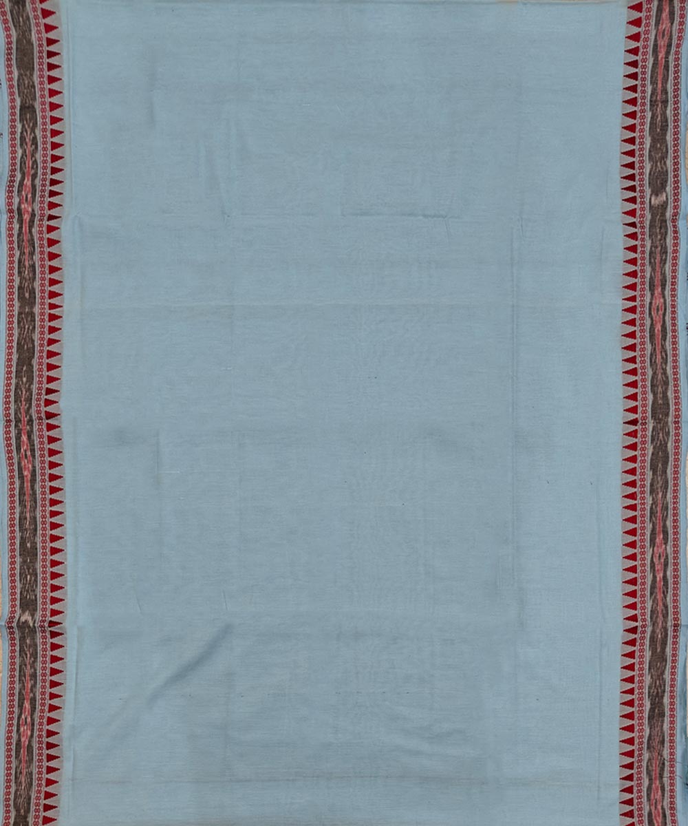 Sky Blue Red Handwoven Cotton Sambalpuri Dhoti