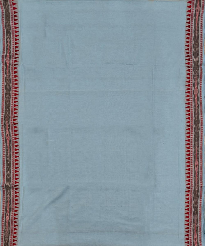 Sky Blue Red Handwoven Cotton Sambalpuri Dhoti