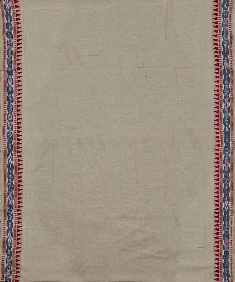 Beige Red Handwoven Cotton Sambalpuri Dhoti