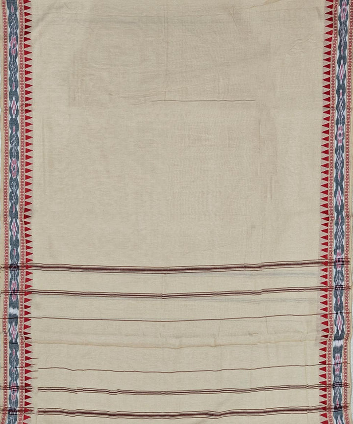 Beige Red Handwoven Cotton Sambalpuri Dhoti