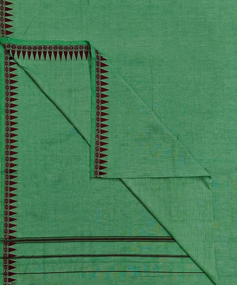 Light Green Red Handwoven Cotton Sambalpuri Dhoti