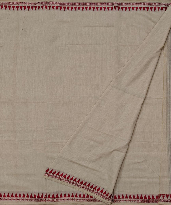 Beige Red Handwoven Cotton Sambalpuri Dhoti