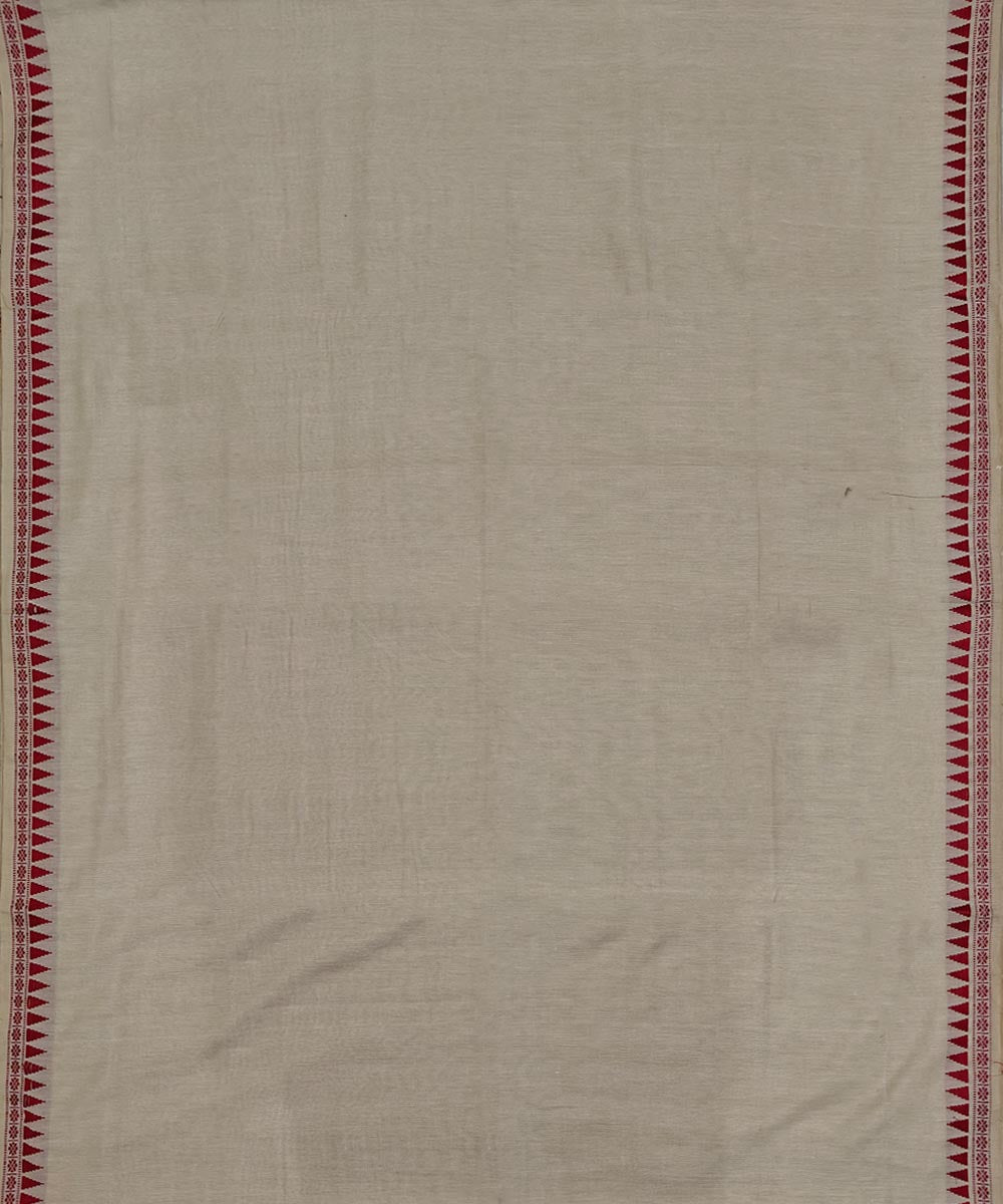 Beige Red Handwoven Cotton Sambalpuri Dhoti