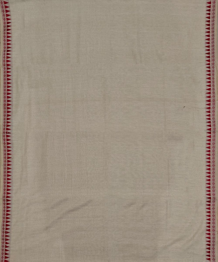Beige Red Handwoven Cotton Sambalpuri Dhoti