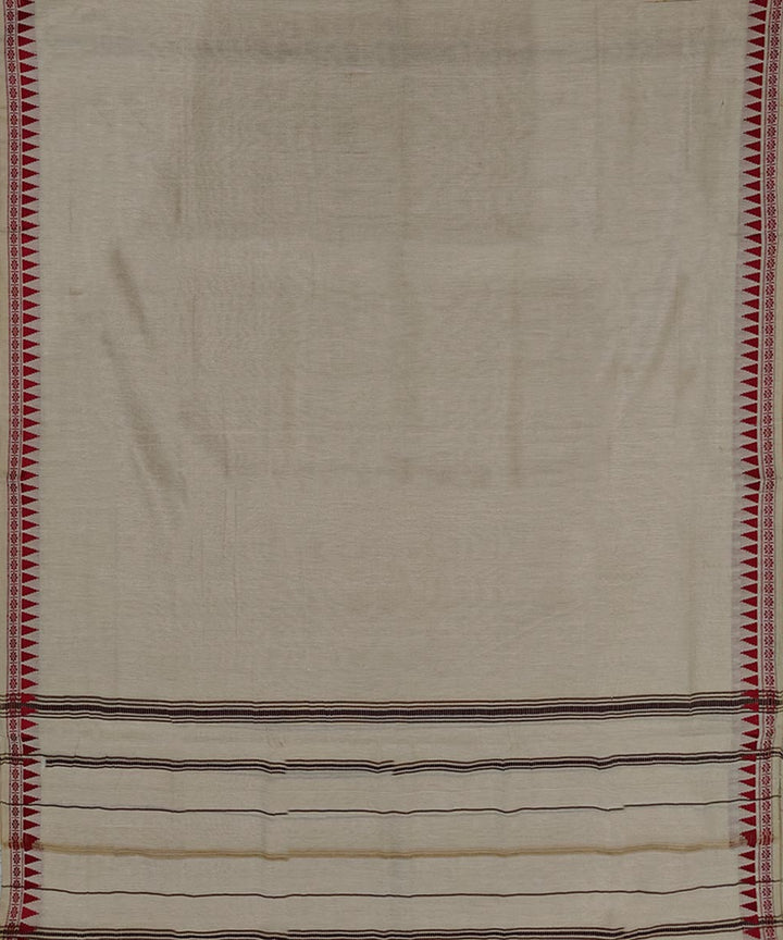 Beige Red Handwoven Cotton Sambalpuri Dhoti
