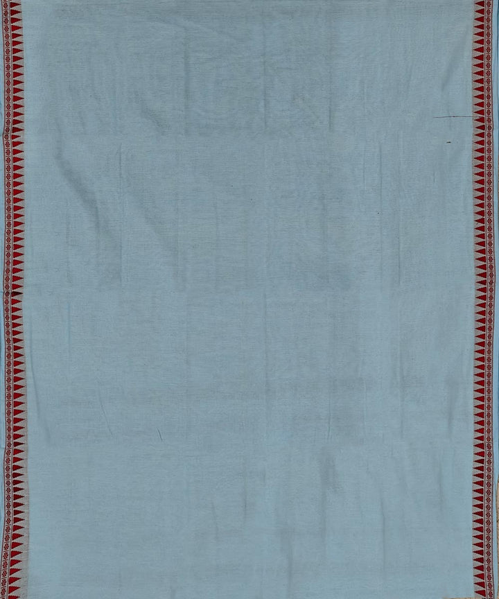 Sky Blue Red Handwoven Cotton Sambalpuri Dhoti