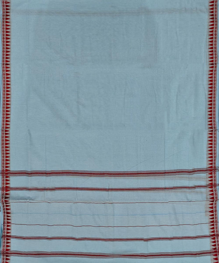 Sky Blue Red Handwoven Cotton Sambalpuri Dhoti