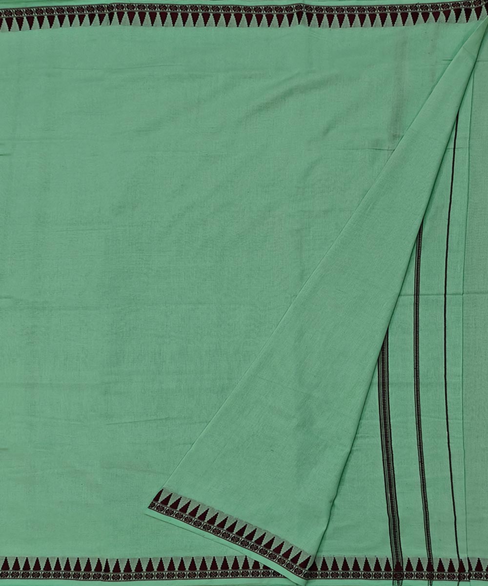 Light Green Black Handwoven Cotton Sambalpuri Dhoti