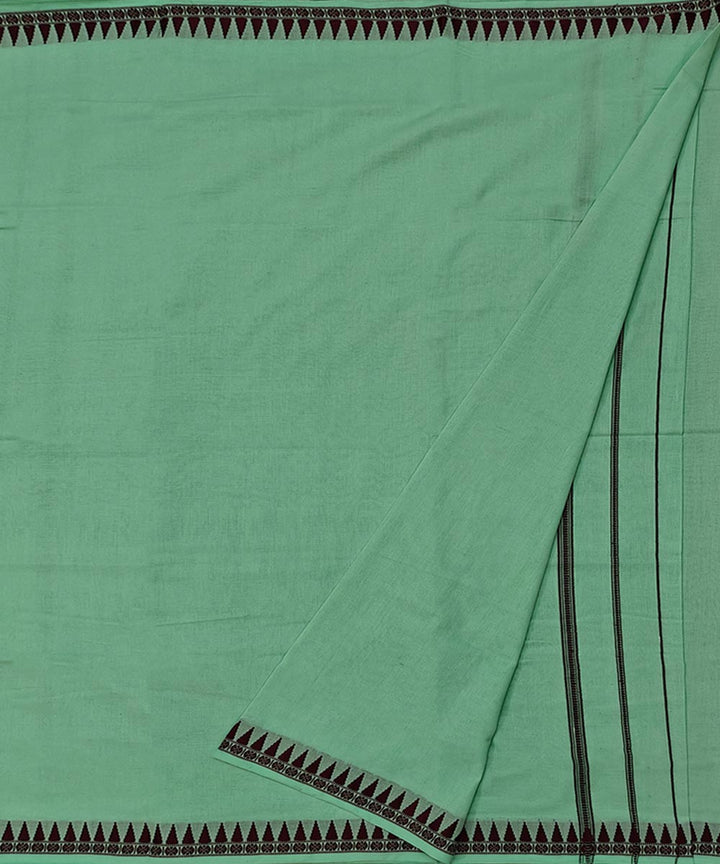 Light Green Black Handwoven Cotton Sambalpuri Dhoti