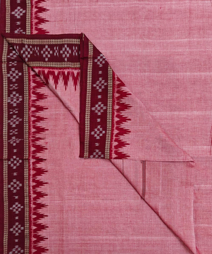 Pink Maroon Handwoven Cotton Sambalpuri Dhoti