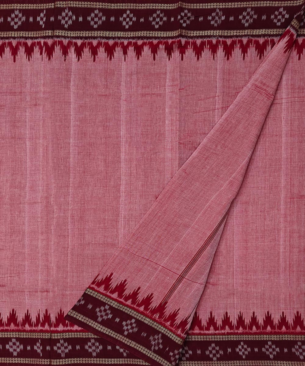 Pink Maroon Handwoven Cotton Sambalpuri Dhoti