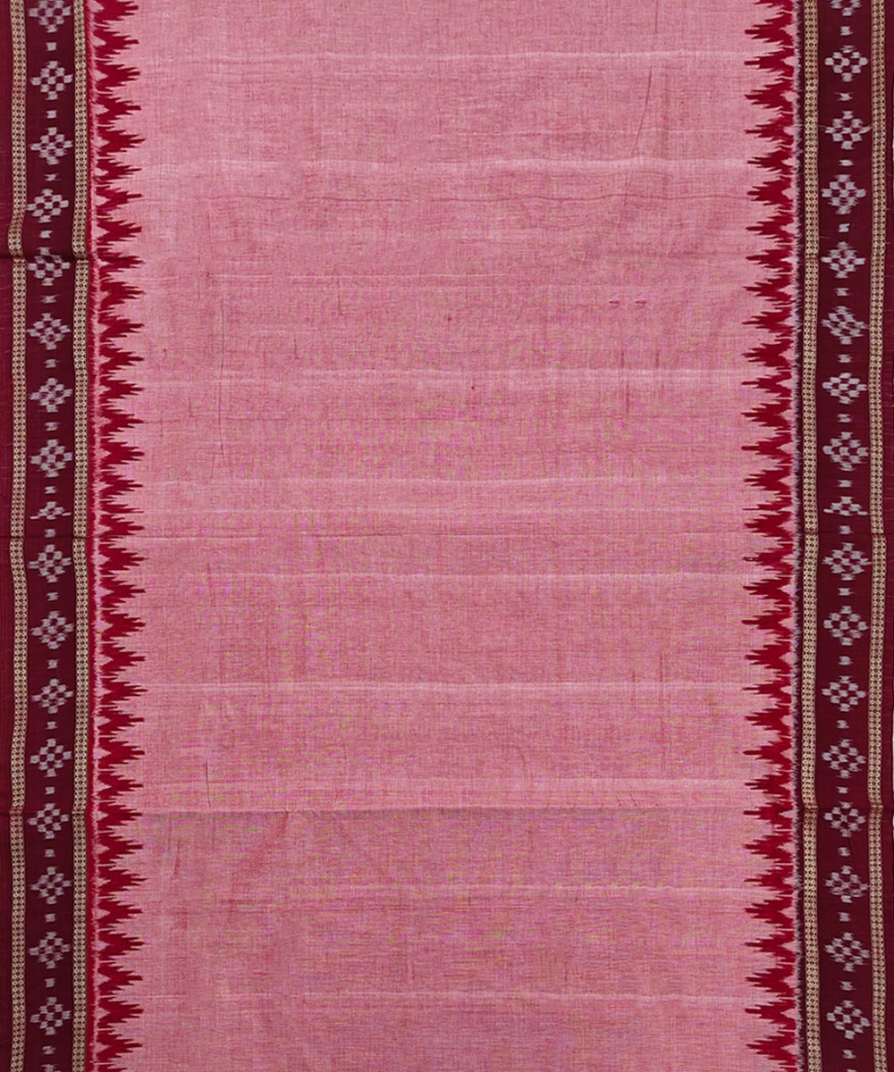 Pink Maroon Handwoven Cotton Sambalpuri Dhoti