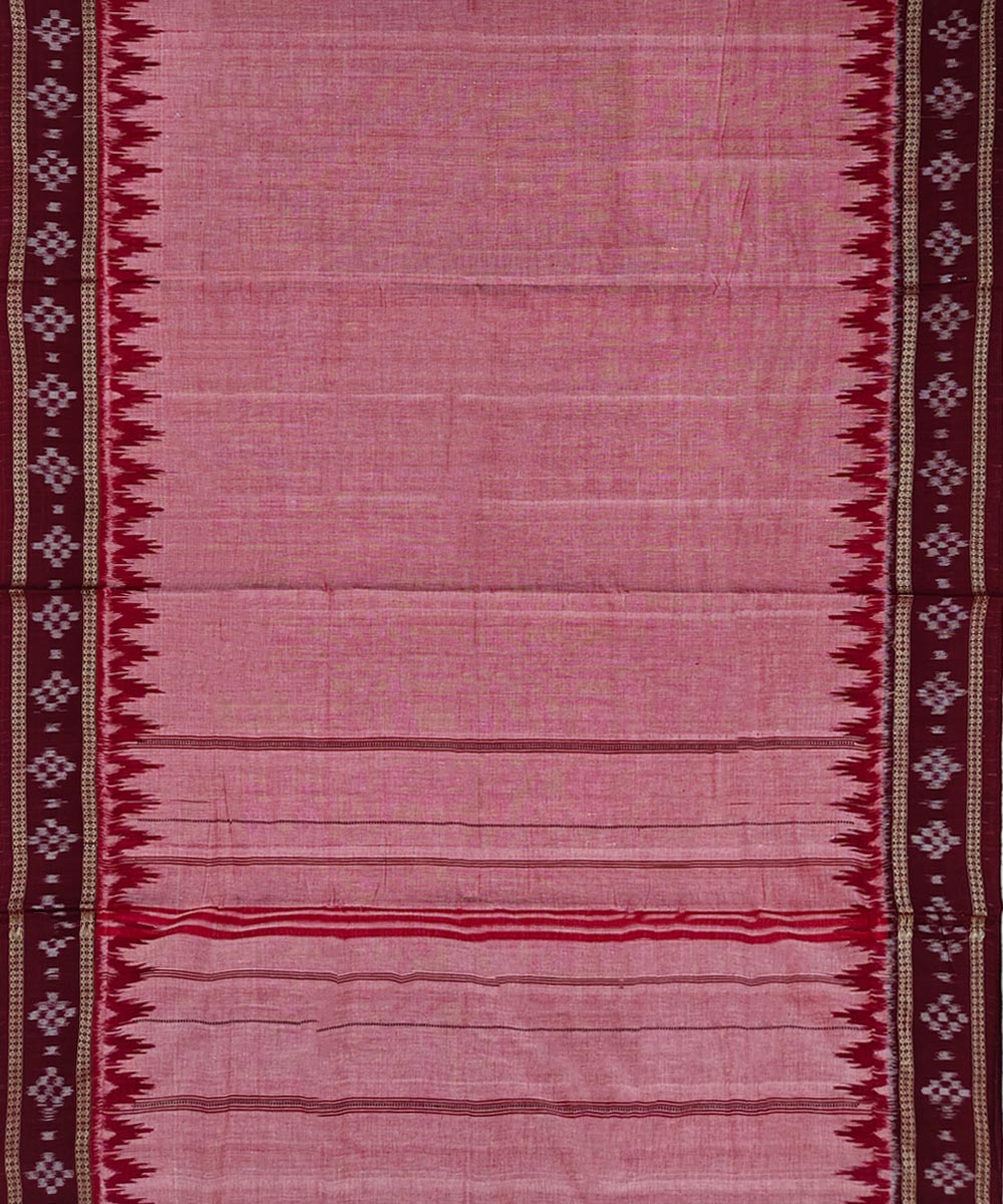 Pink Maroon Handwoven Cotton Sambalpuri Dhoti