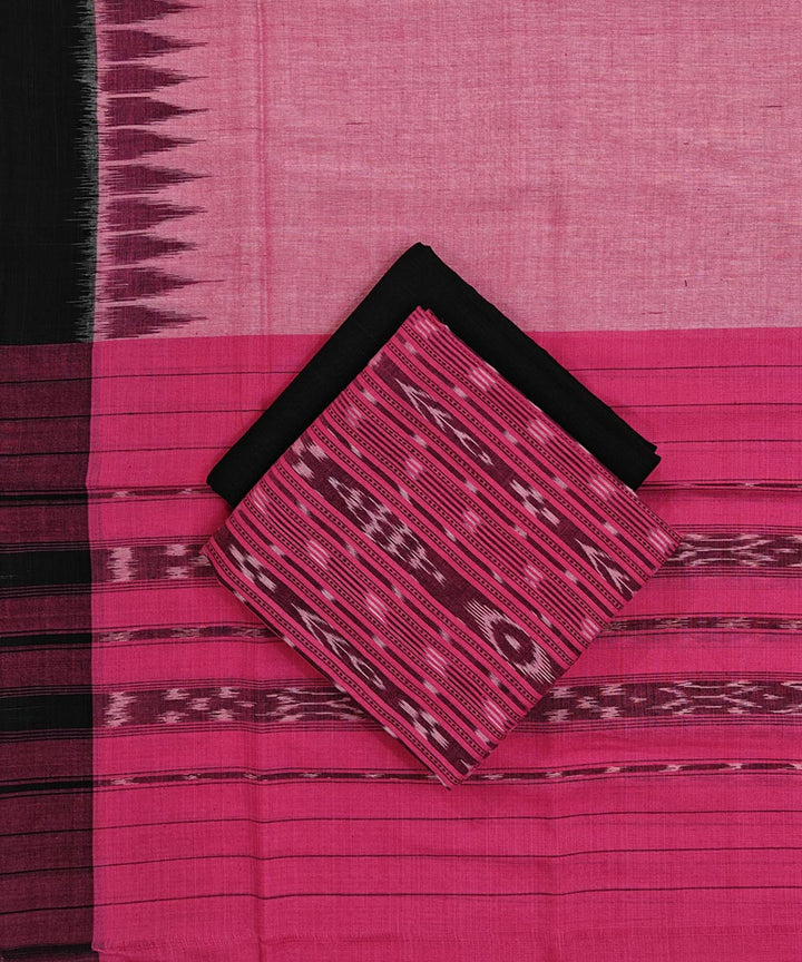 Pink black handwoven nuapatna cotton dress material