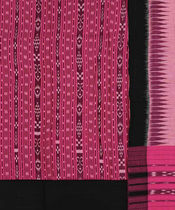 Pink black handwoven nuapatna cotton dress material