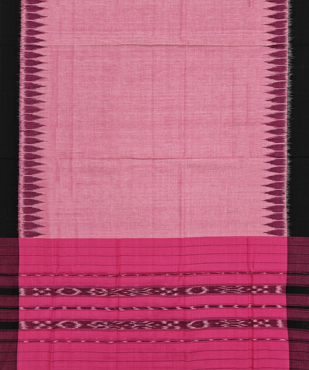 Pink black handwoven nuapatna cotton dress material