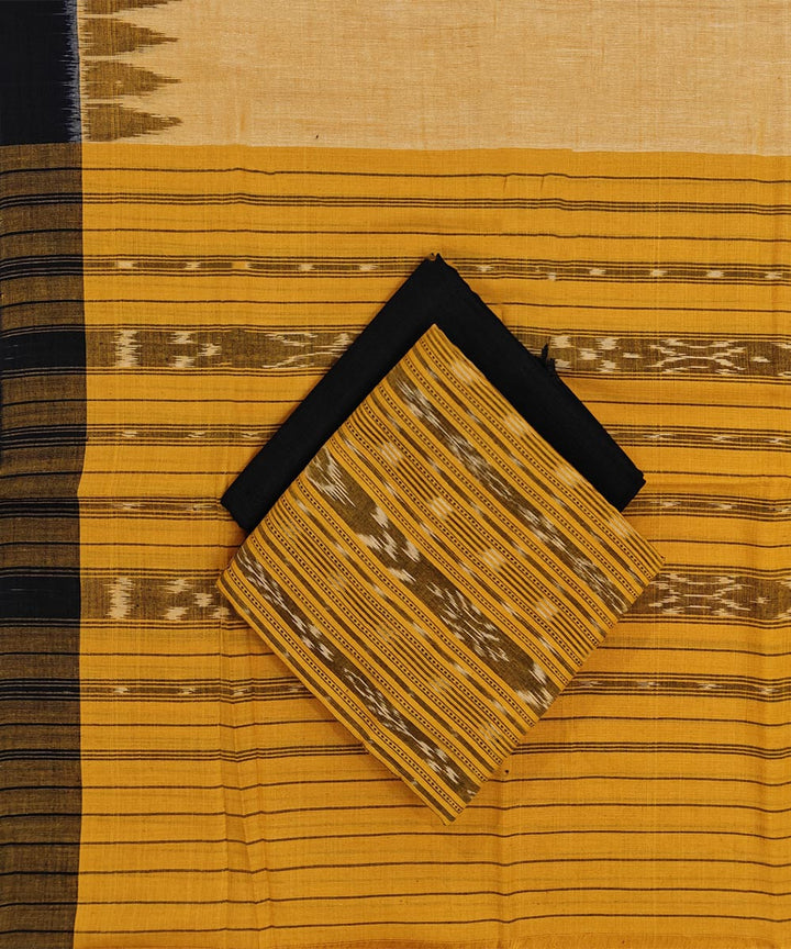 Yellow black handwoven nuapatna cotton dress material