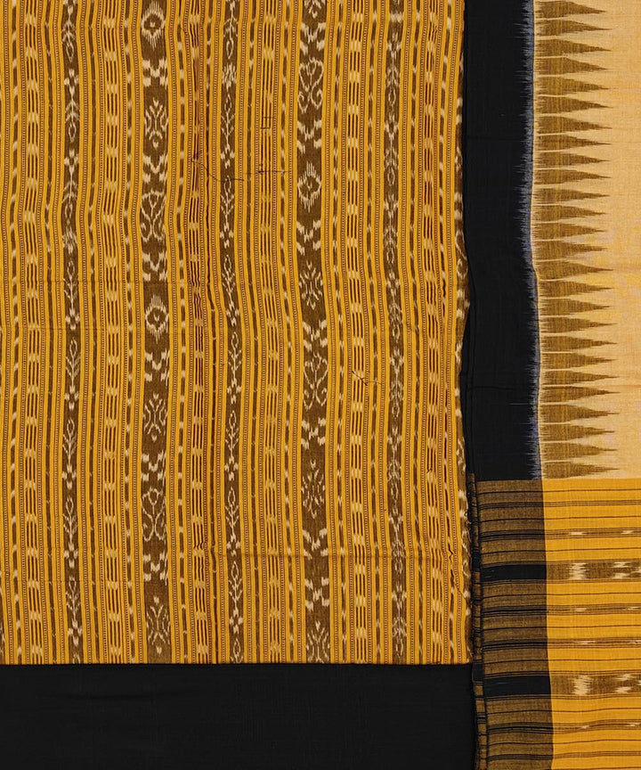 Yellow black handwoven nuapatna cotton dress material