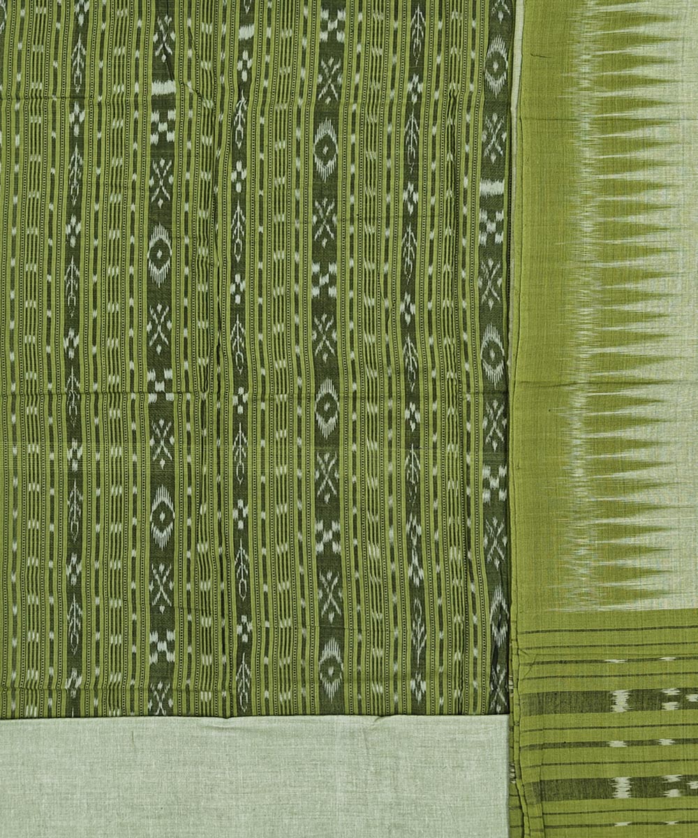 Olive green grey handwoven cotton nuapatna dress material