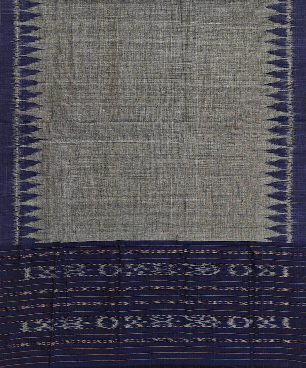 Navy blue grey handwoven cotton nuapatna dress material