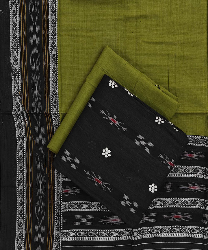 Black olive handwoven cotton nuapatna dress material