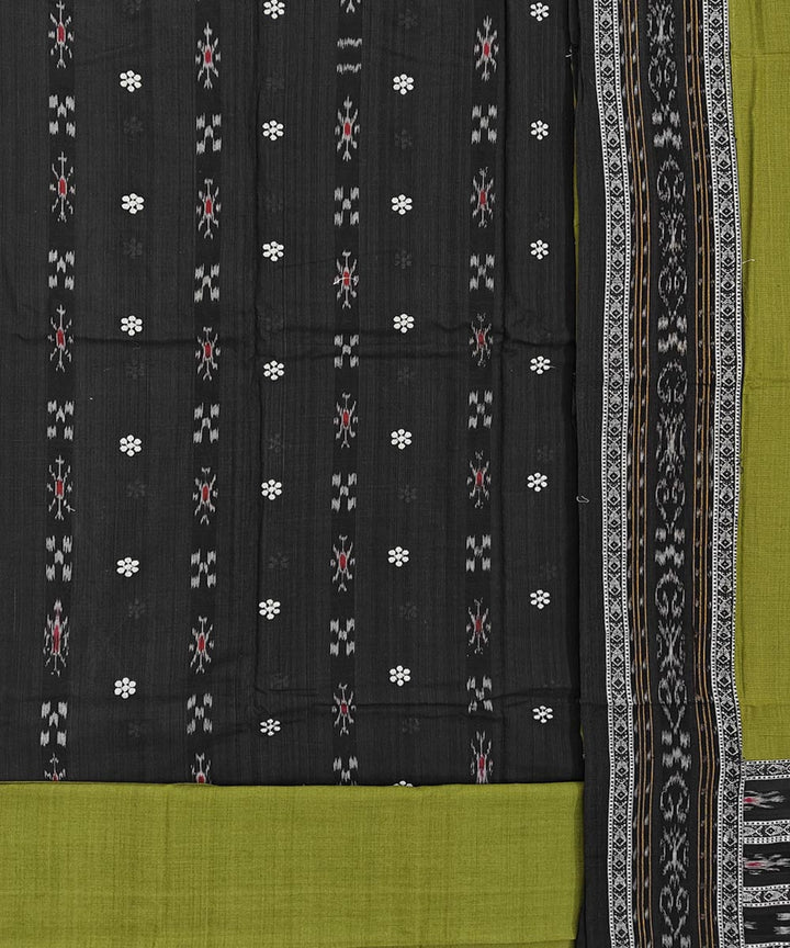 Black olive handwoven cotton nuapatna dress material