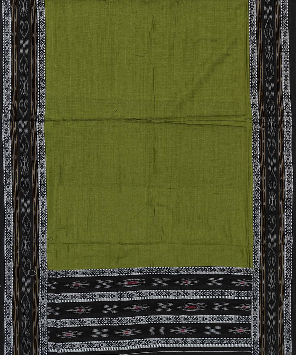 Black olive handwoven cotton nuapatna dress material