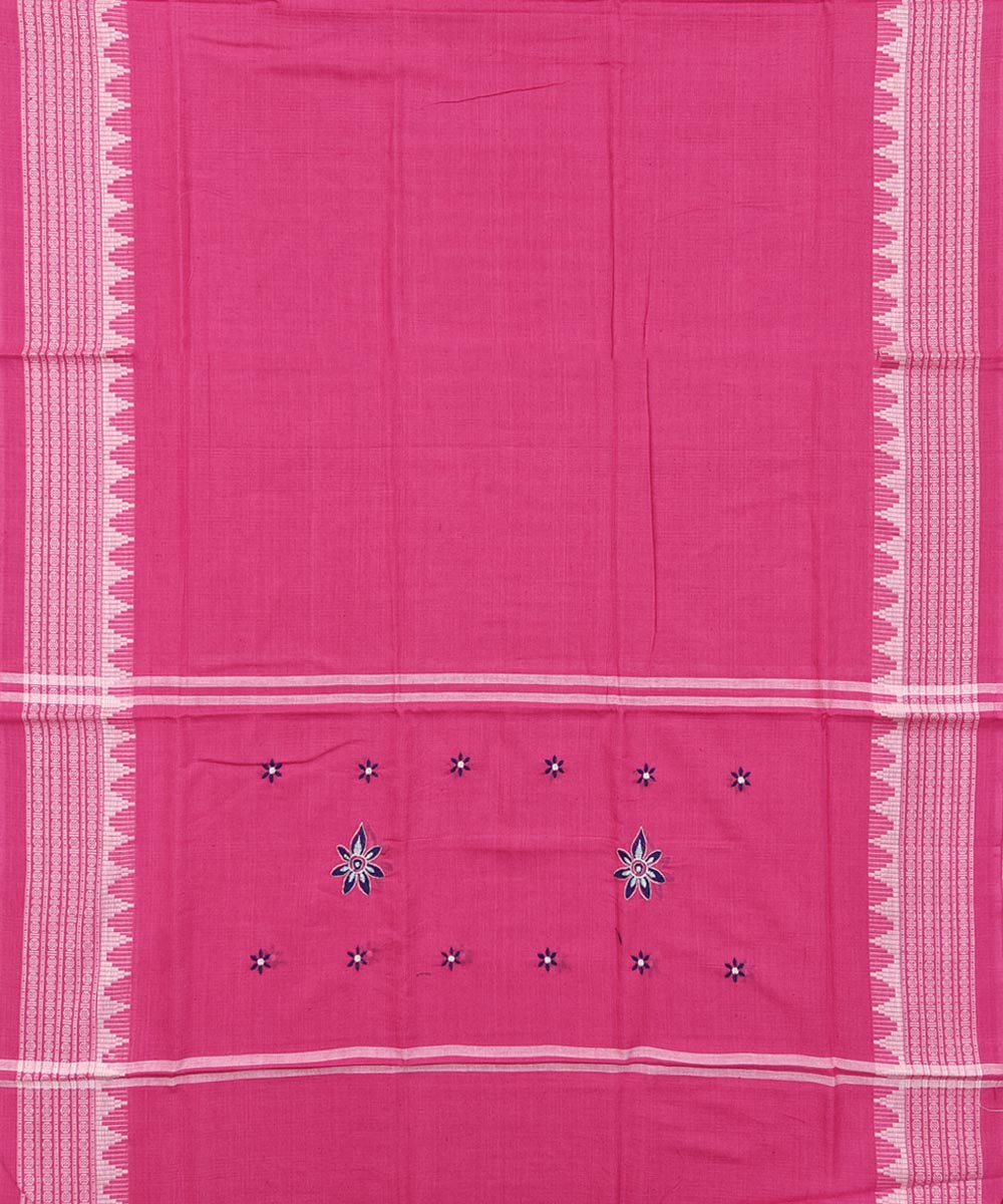 Navy blue pink handwoven cotton nuapatna dress material