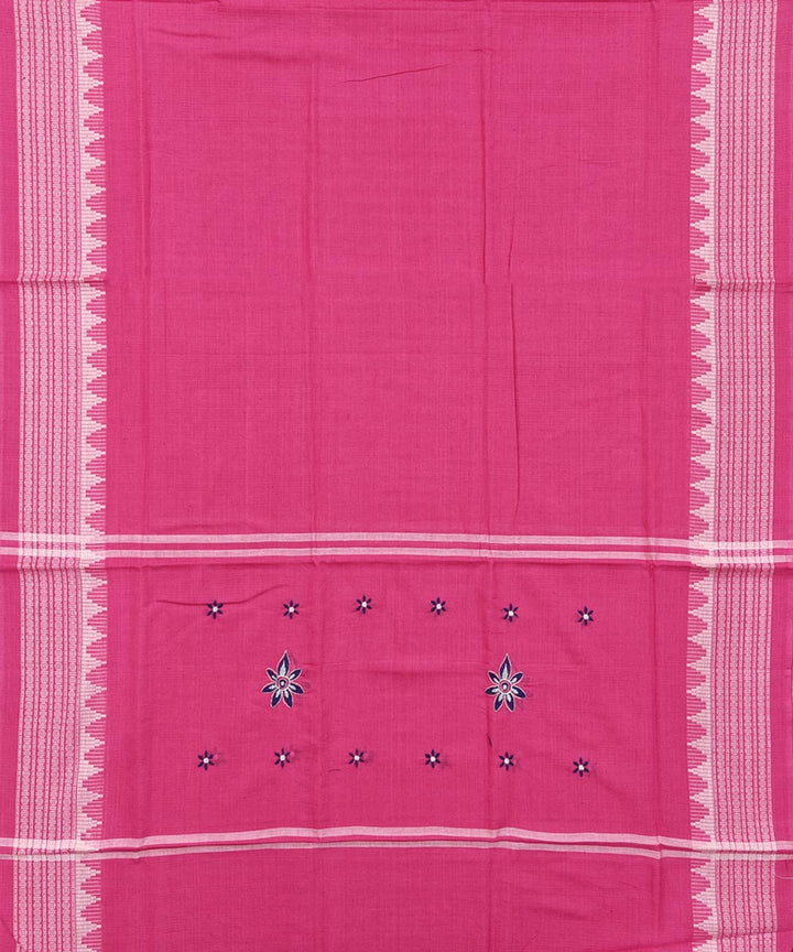Navy blue pink handwoven cotton nuapatna dress material