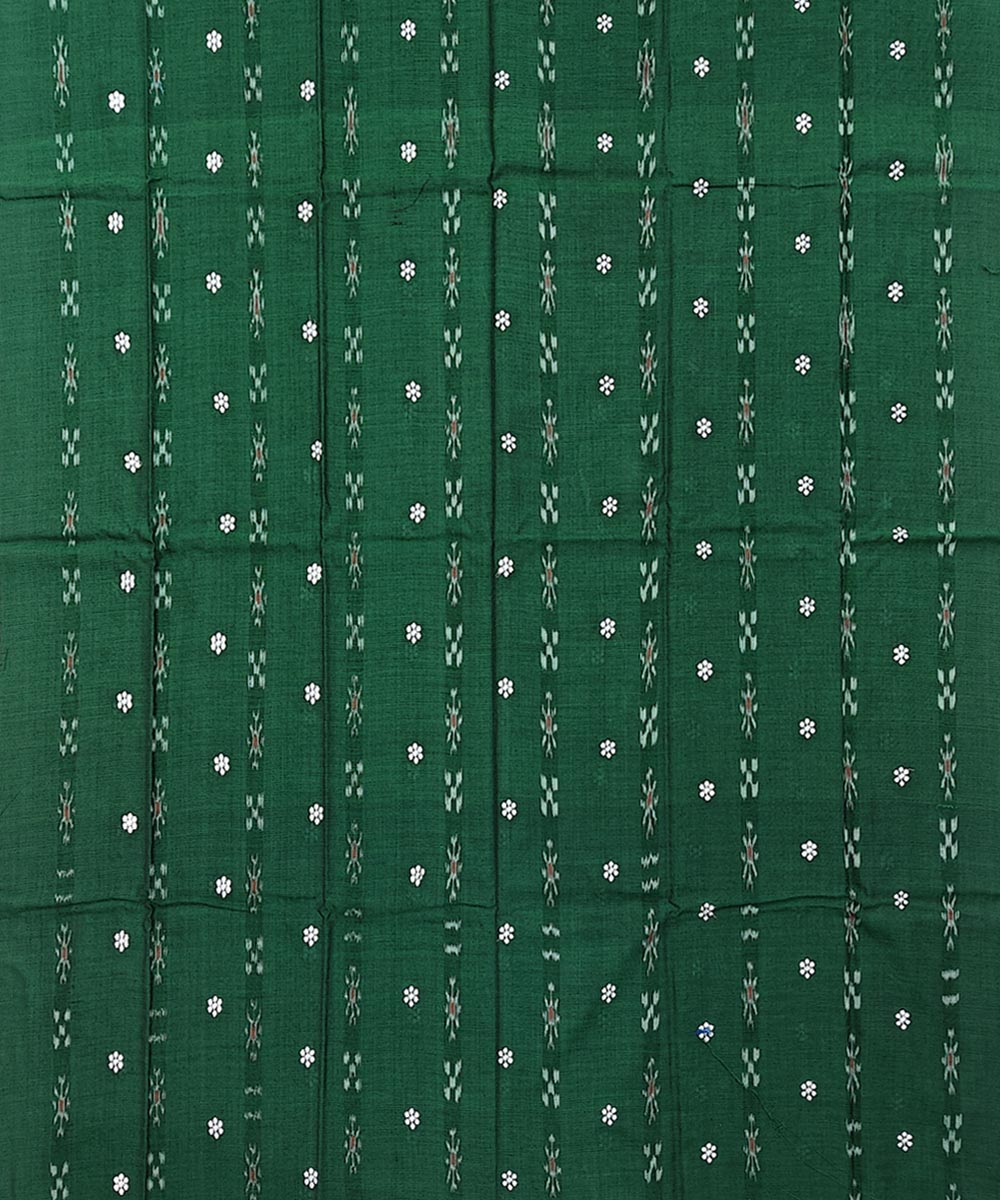 Dark green white handwoven cotton nuapatna dress material