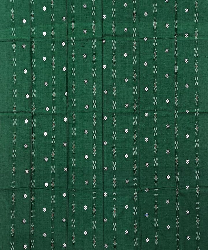 Dark green white handwoven cotton nuapatna dress material