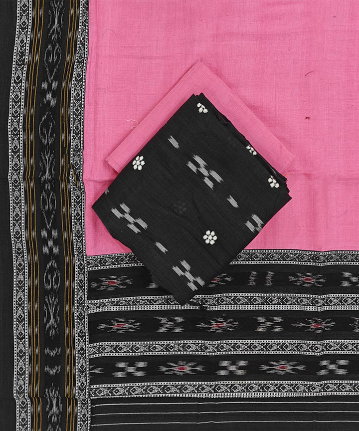Black pink handwoven nuapatna cotton dress material