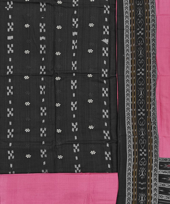 Black pink handwoven nuapatna cotton dress material
