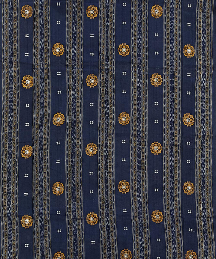 Navy blue brown handwoven cotton nuapatna dress material