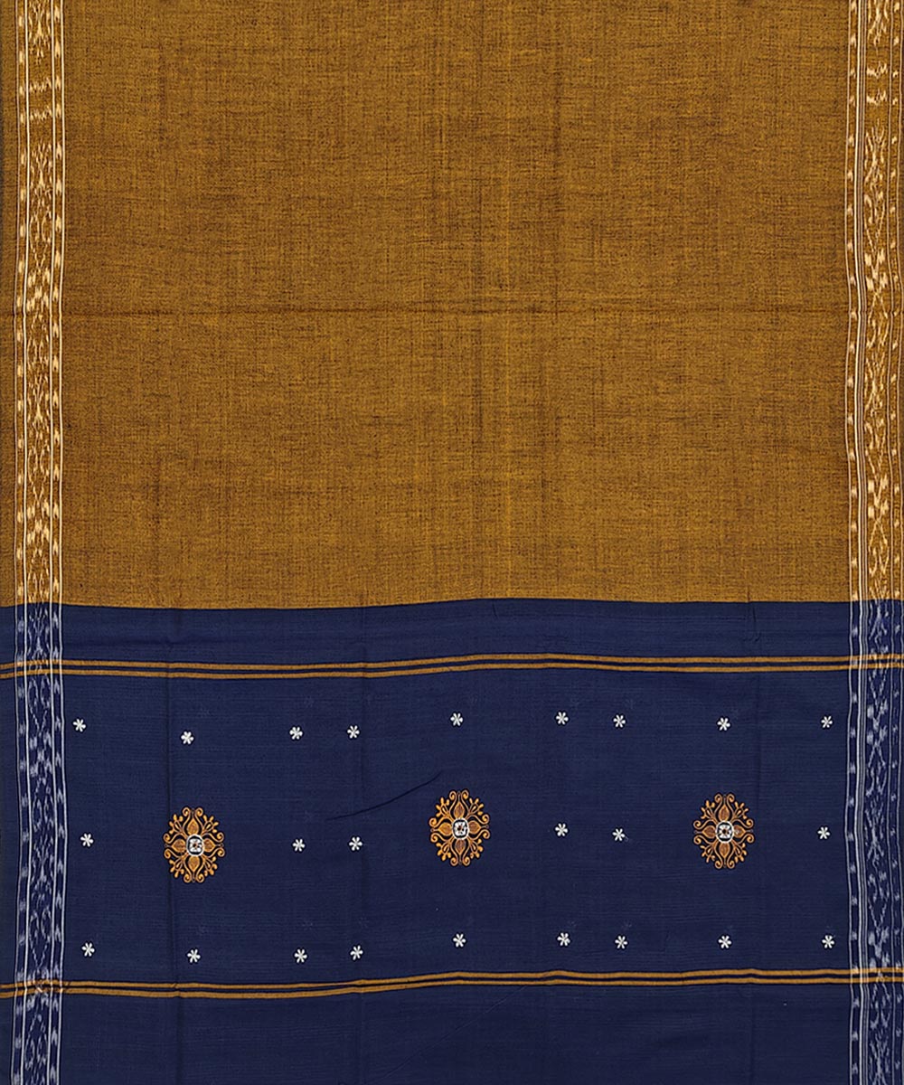Navy blue brown handwoven cotton nuapatna dress material