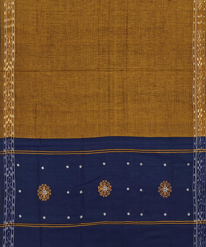 Navy blue brown handwoven cotton nuapatna dress material