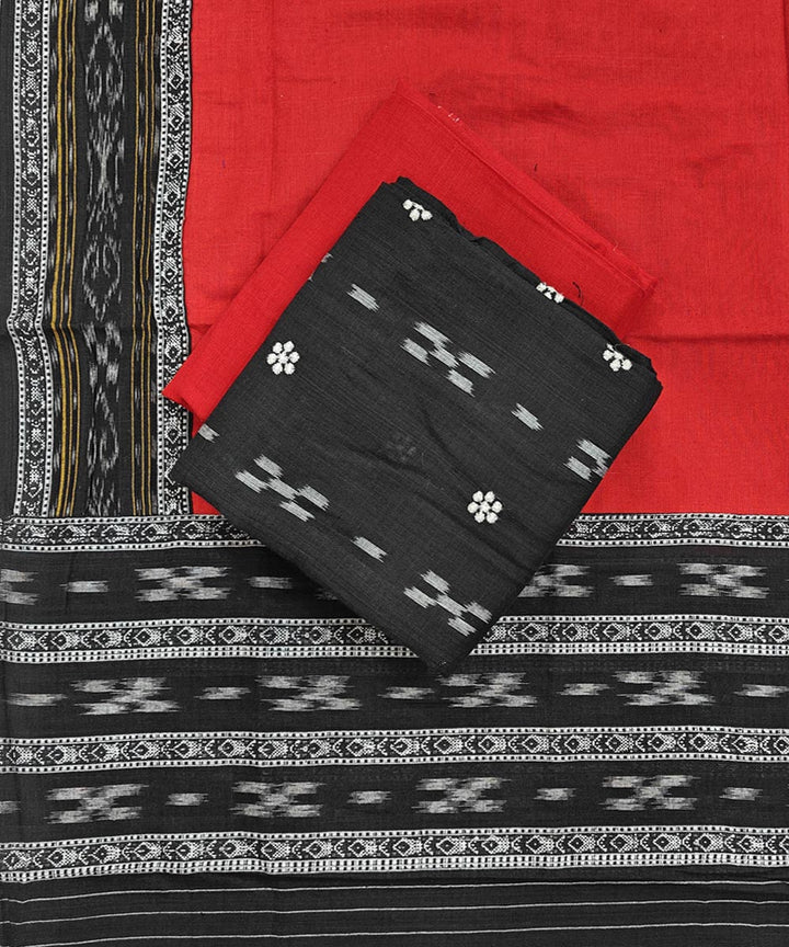Black red handwoven cotton nuapatna dress material