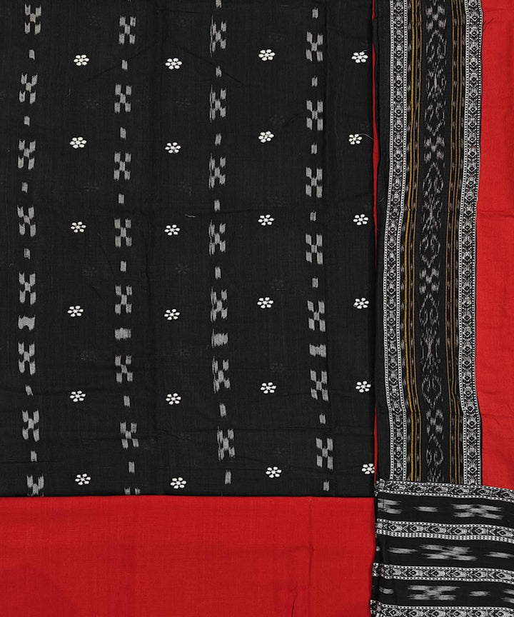 Black red handwoven cotton nuapatna dress material