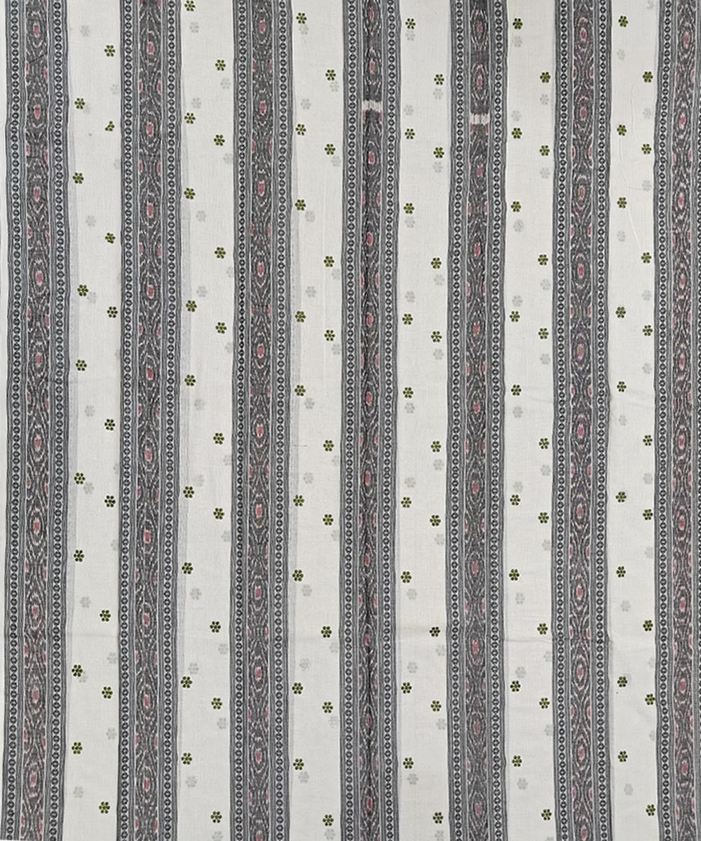 White olive green handwoven cotton nuapatna dress material