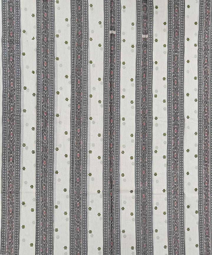 White olive green handwoven cotton nuapatna dress material