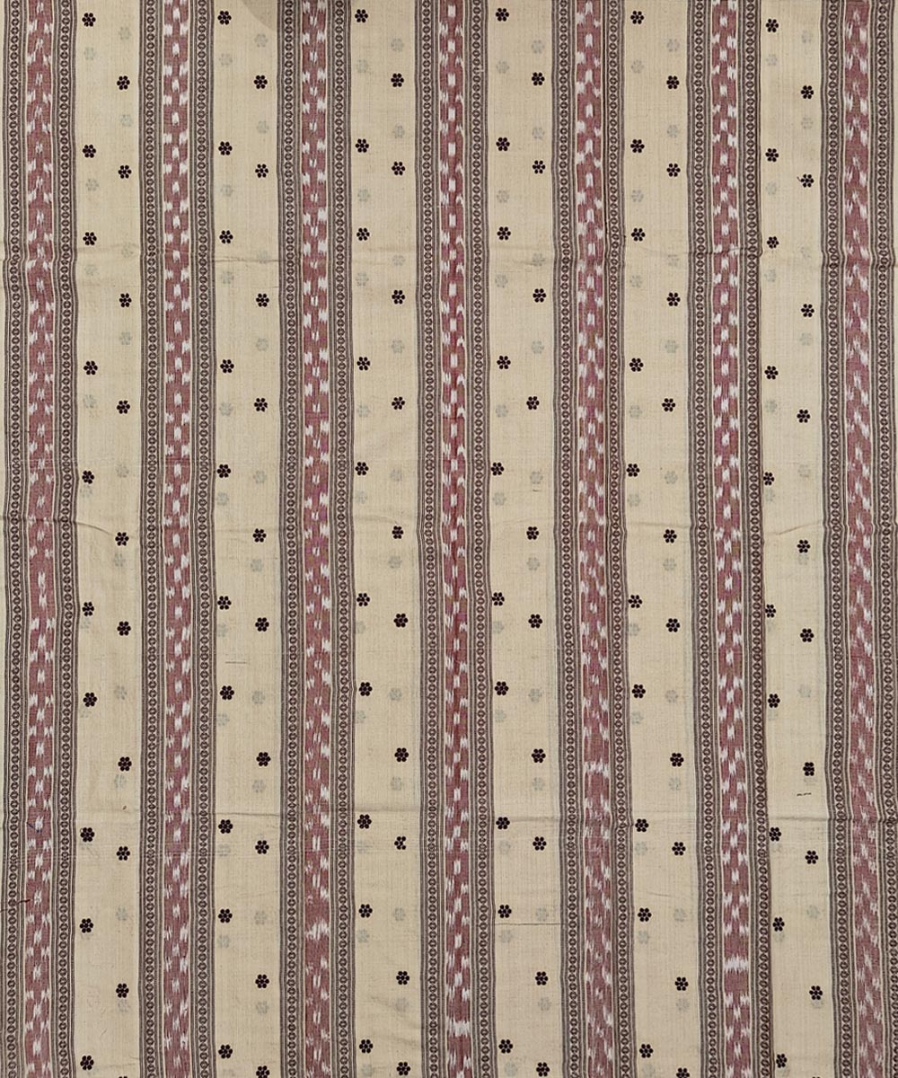 Beige maroon handwoven cotton nuapatna dress material