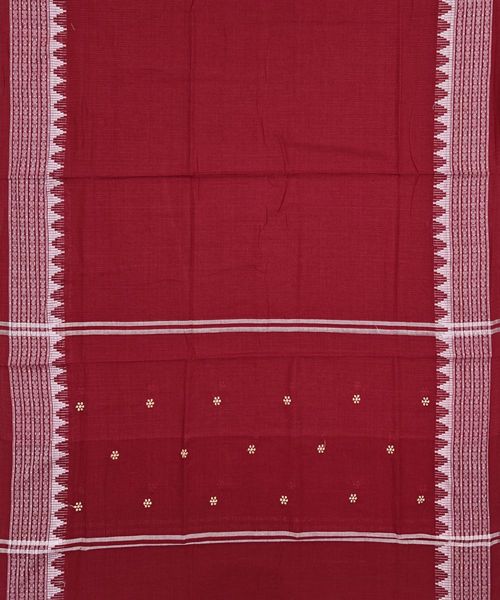 Beige maroon handwoven cotton nuapatna dress material
