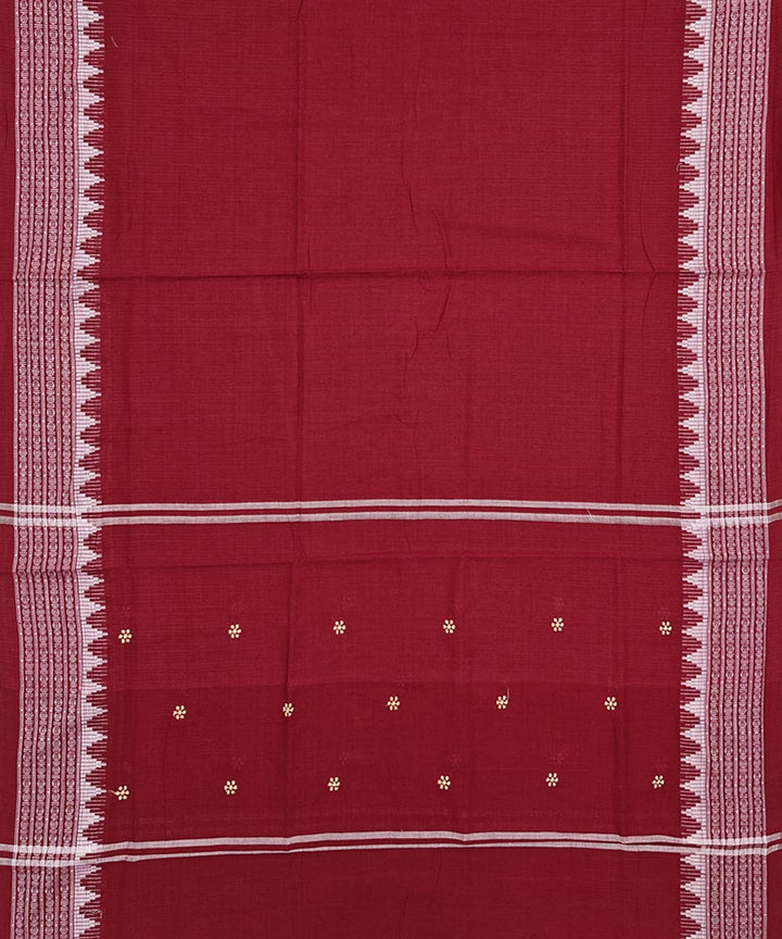 Beige maroon handwoven cotton nuapatna dress material